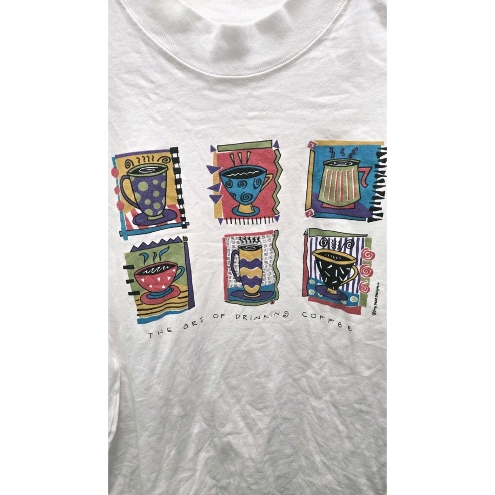1990s The Art of Drinking Coffee Long Sleeve Shirt Dog Daze Designs USA L